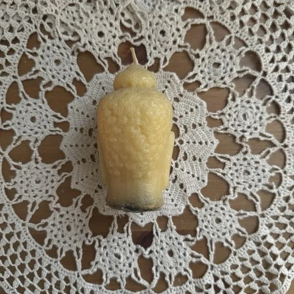 Vintage Whimsical Folk Art Buddha Head Candle Handcrafted Beeswax Figural